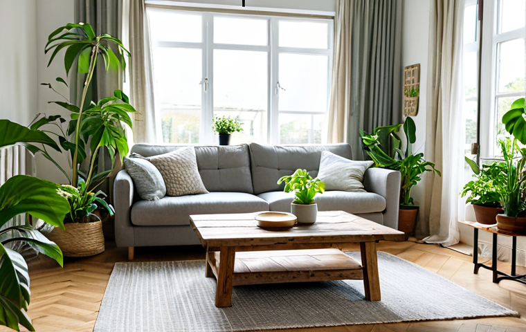 홈디자인 포트폴리오 트렌드 - Biophilic Living Room**

"A bright and airy living room filled with lush indoor plants, sunlight str...