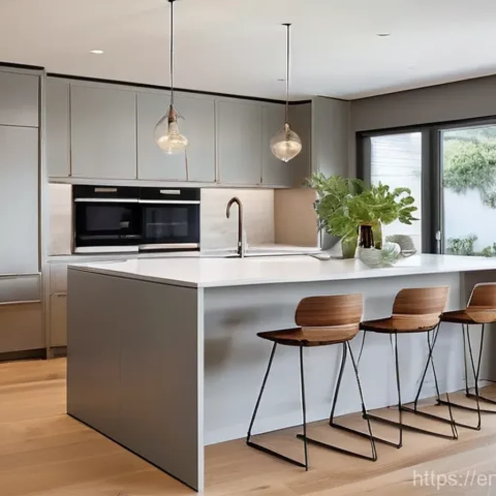 홈디자인 리모델링 프로젝트 성공 사례 - **Modern Kitchen Transformation:** A bright, open-concept kitchen with sleek, minimalist cabinetry i...
