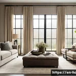 Home 16 홈디자인 스타일별 사례 분석 - A cozy transitional living room blending traditional warmth and contemporary flair, featuring plush ...