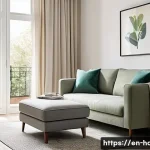 Home 21 홈디자인 실내 공간 활용 아이디어 - A modern small apartment living room featuring a stylish sofa bed with clean lines, upholstered in n...