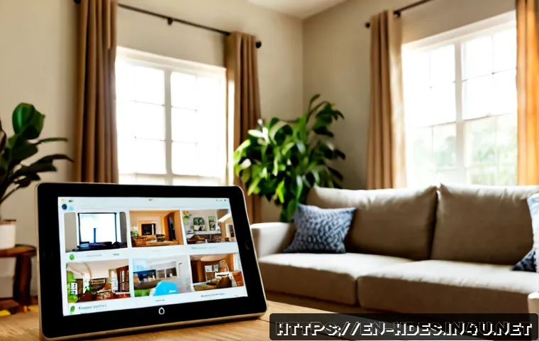 홈디자인 관련 유튜브 채널 추천 - Photorealistic cozy American living room redesigned in a modern farmhouse style, a tablet on a clean...